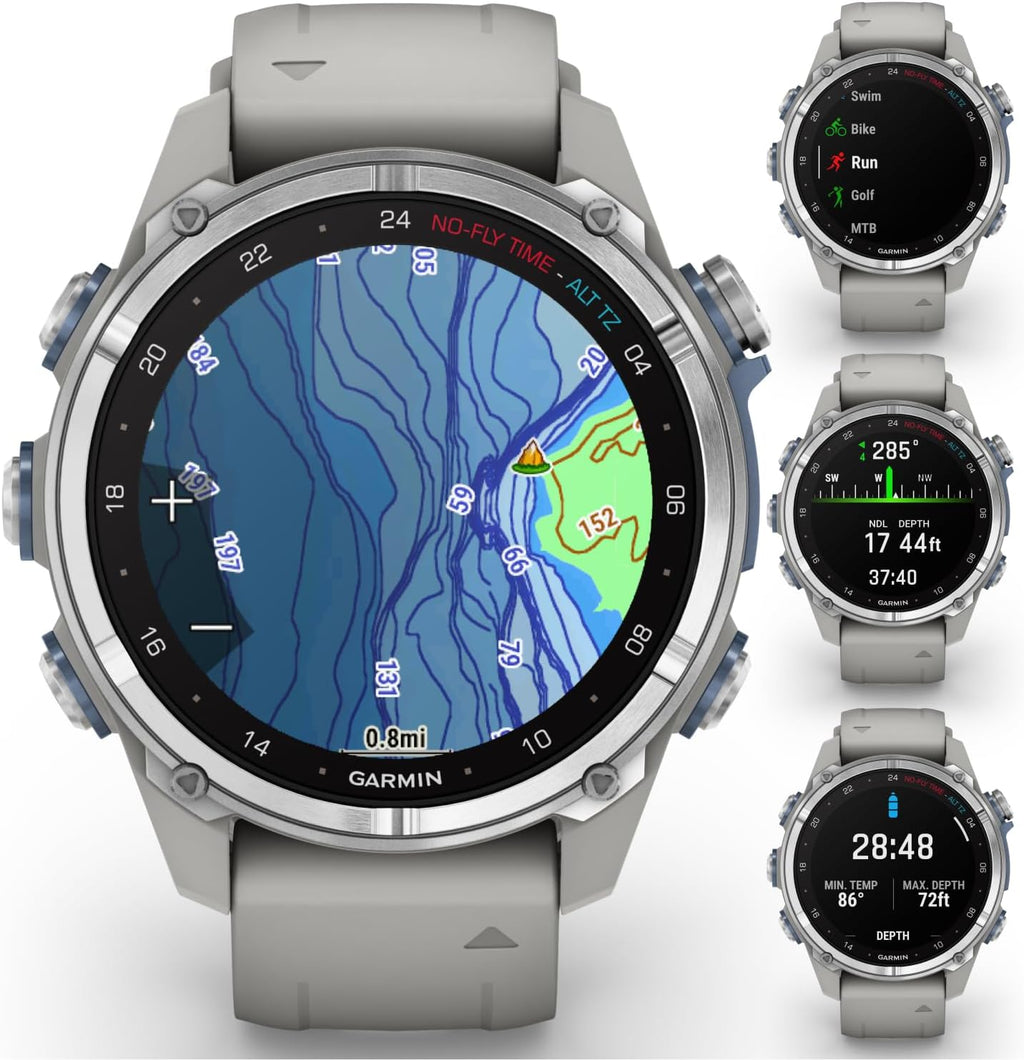 Garmin Descent Mk3 & Mk3i 51 mm & 43 mm, Titanium Dive Computer +Extra-Long Strap | Up to 25 Days Battery Life, AMOLED Display, Multi-Band GPS Smartwatch & Gift Bundle (010-02753-03)
