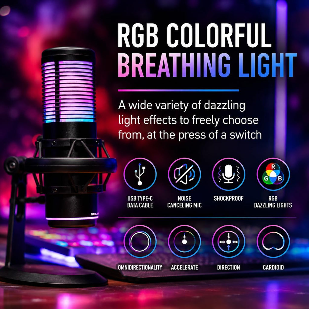 Live Video Streaming Kit (Deluxe)-for Video Call, Gaming, Podcast, YouTube, Content Creation- Includes 2k 60 FPS Webcam, Professional Cardioid Microphone, and LED Flat Light for Android/MAC/Windows