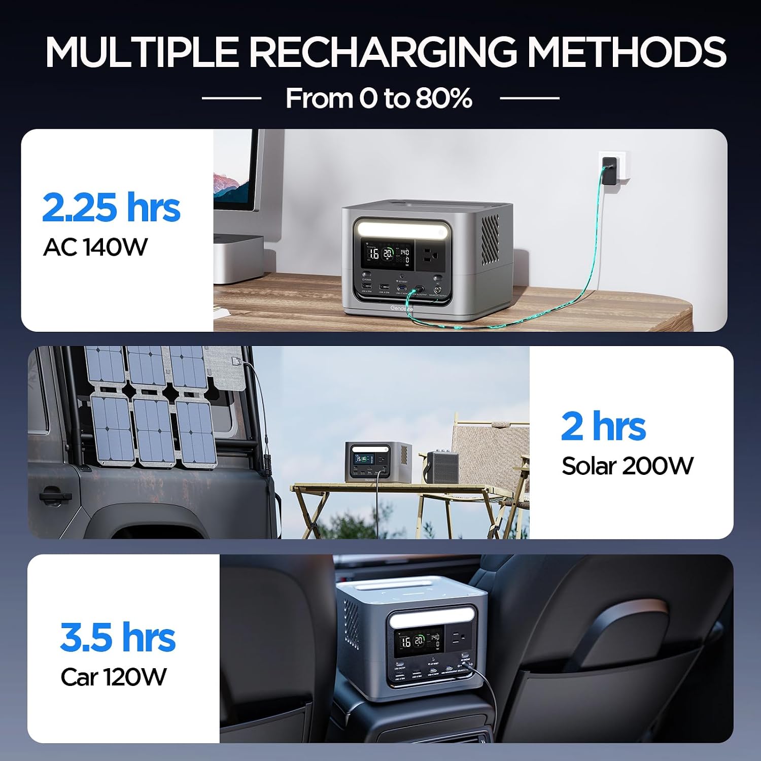 Go 300 Portable Power Station, 288Wh LiFePO4 Battery with 300W AC Outlet, Dual 140W USB-C Ports PD 3.1 Fast Charging, Solar Generator for Home Backup, Outdoor Camping, Travel, and Emergencies