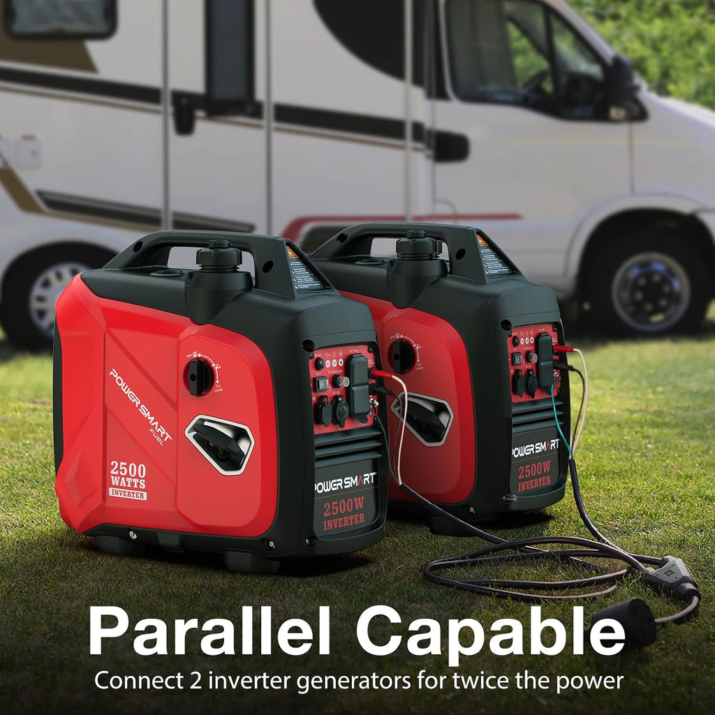 PowerSmart 2500 Watt Portable Inverter Generator, 79.8cc Gas Powered Engine with 5.5H Long Runtime, Ultra Quiet Small Generator for Camping, RV, Home Power Outage and Outdoor Emergency (HB5020)