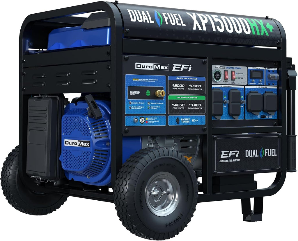 DuroMax XP15000HX+ 15,000-Watt Electric Start Dual Fuel EFI Portable Generator