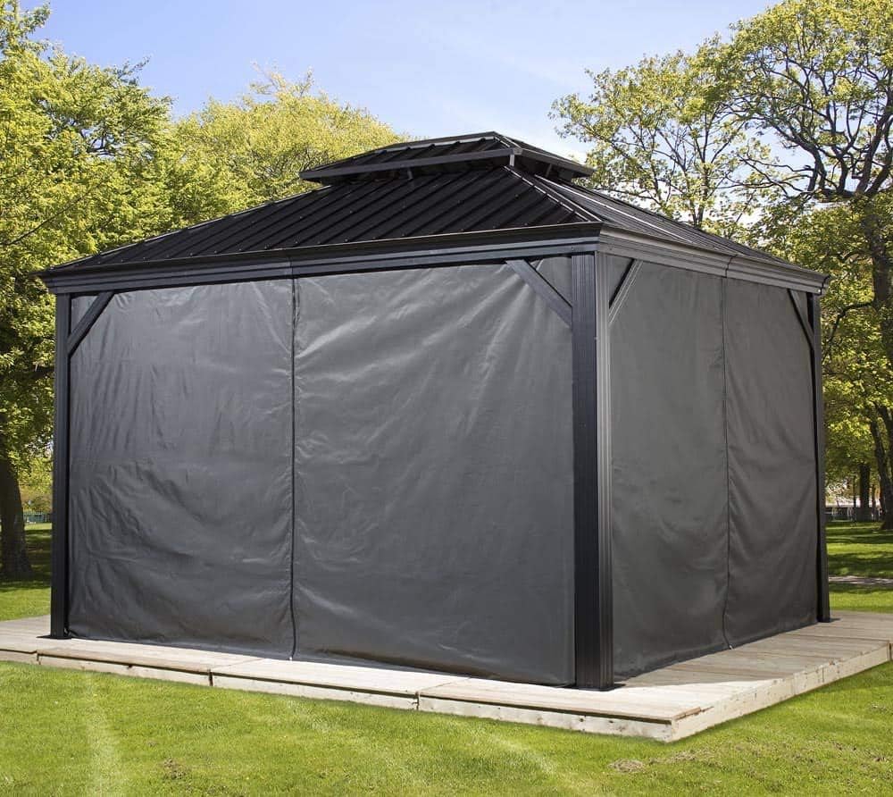 Sojag 135-9163810 10' x 12' Curtains for Monaco/Messina/Mykonos Outdoor Gazebo Models, Grey