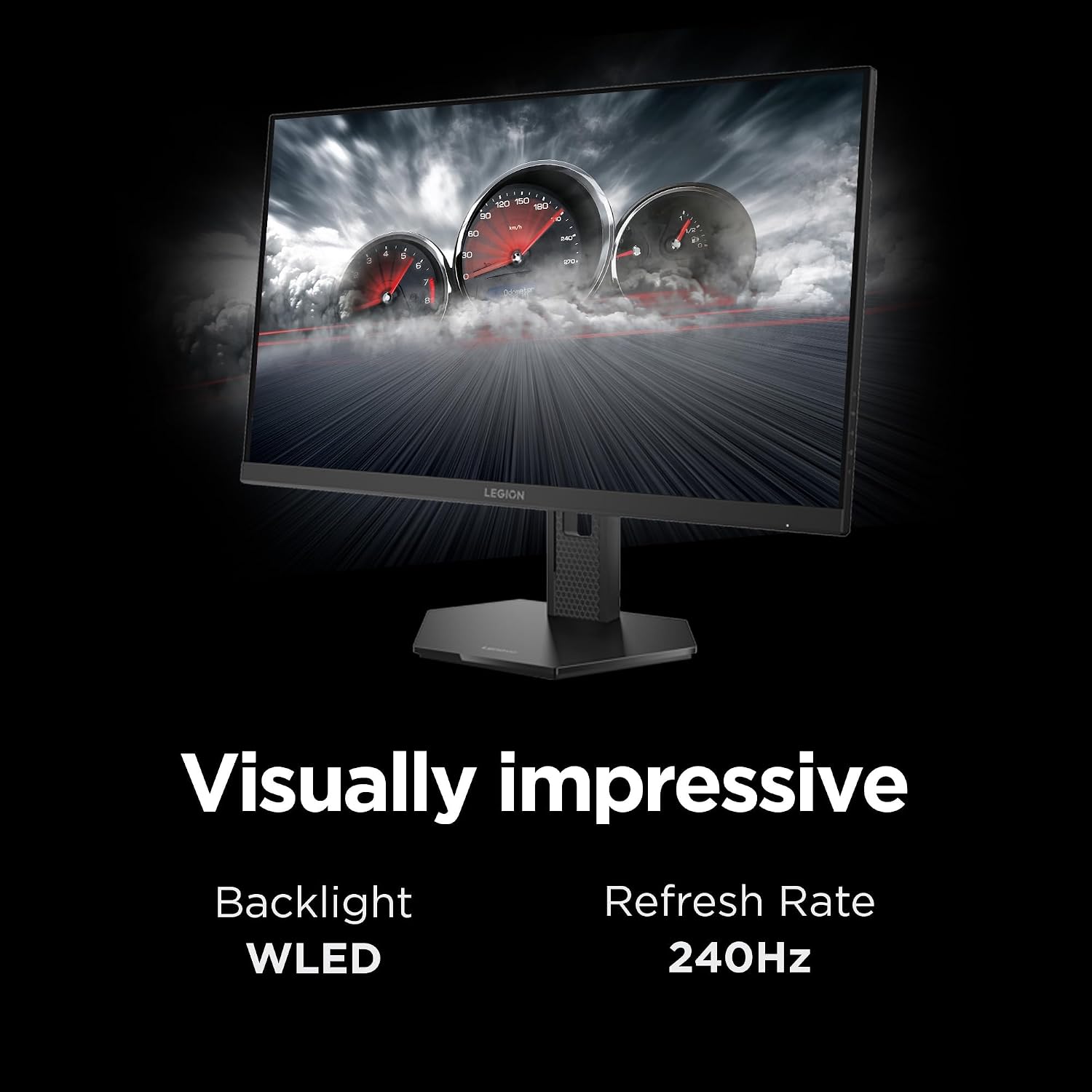 Lenovo Legion 27QD-10 Gaming Monitor - 27' QHD IPS Display - 240Hz Refresh Rate - 0.5 ms MPRT - 99% sRGB - AMD FreeSync™ Premium - Ergonomic Stand