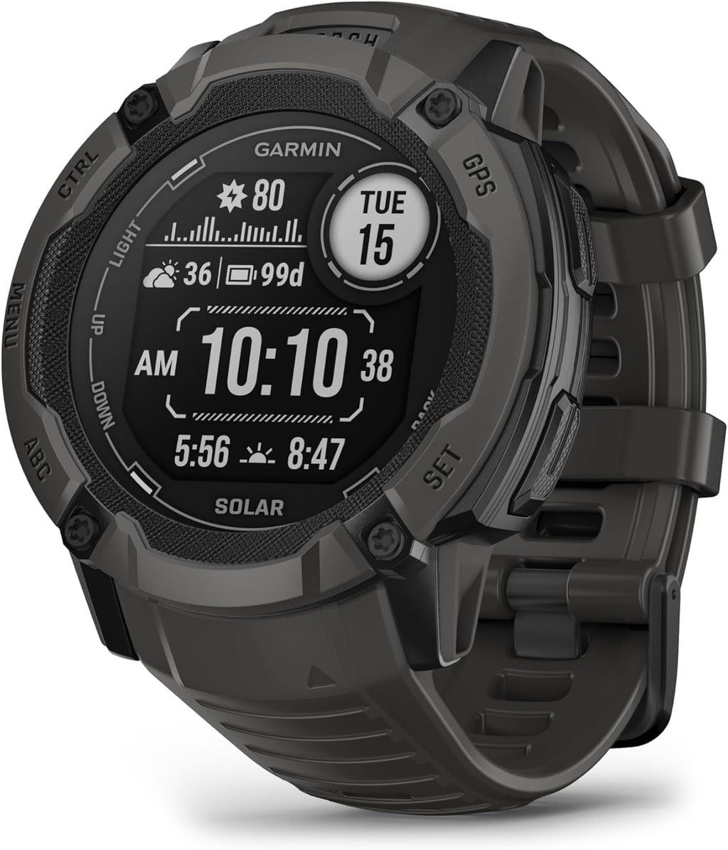 Garmin Instinct 2X Solar, Rugged GPS Smartwatch, Built-in Flashlight, Solar Charging Capability, Multi-Band GNSS, Graphite (Renewed)