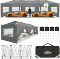 COBIZI 10x30 Pop Up Canopy Tent with 8 Sidewalls Party Tents for Parties Weddings Backyard Waterproof Commercial Instant Outdoor Events Tent with Stakes, Ropes,Sandbags（10 x 30 ft Gray