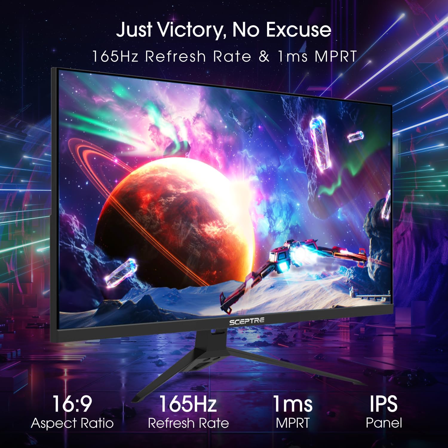 Sceptre IPS 24' Gaming Monitor 165Hz 144Hz Full HD (1920 x 1080) FreeSync Eye Care FPS RTS DisplayPort HDMI Build-in Speakers, Machine Black 2020 (E248B-FPT168),IPS 24' 165Hz