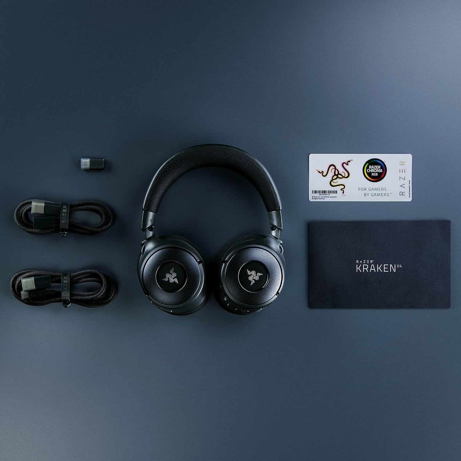 Razer Kraken V4 Wireless Gaming Headset: 2.4GHz, Bluetooth, USB - Super Wideband Mic - 40 mm Drivers - 9 Zone RGB Lighting - for PC, Mac, PS5, Nintendo Switch 2, Steam Deck, Smartphone - Black