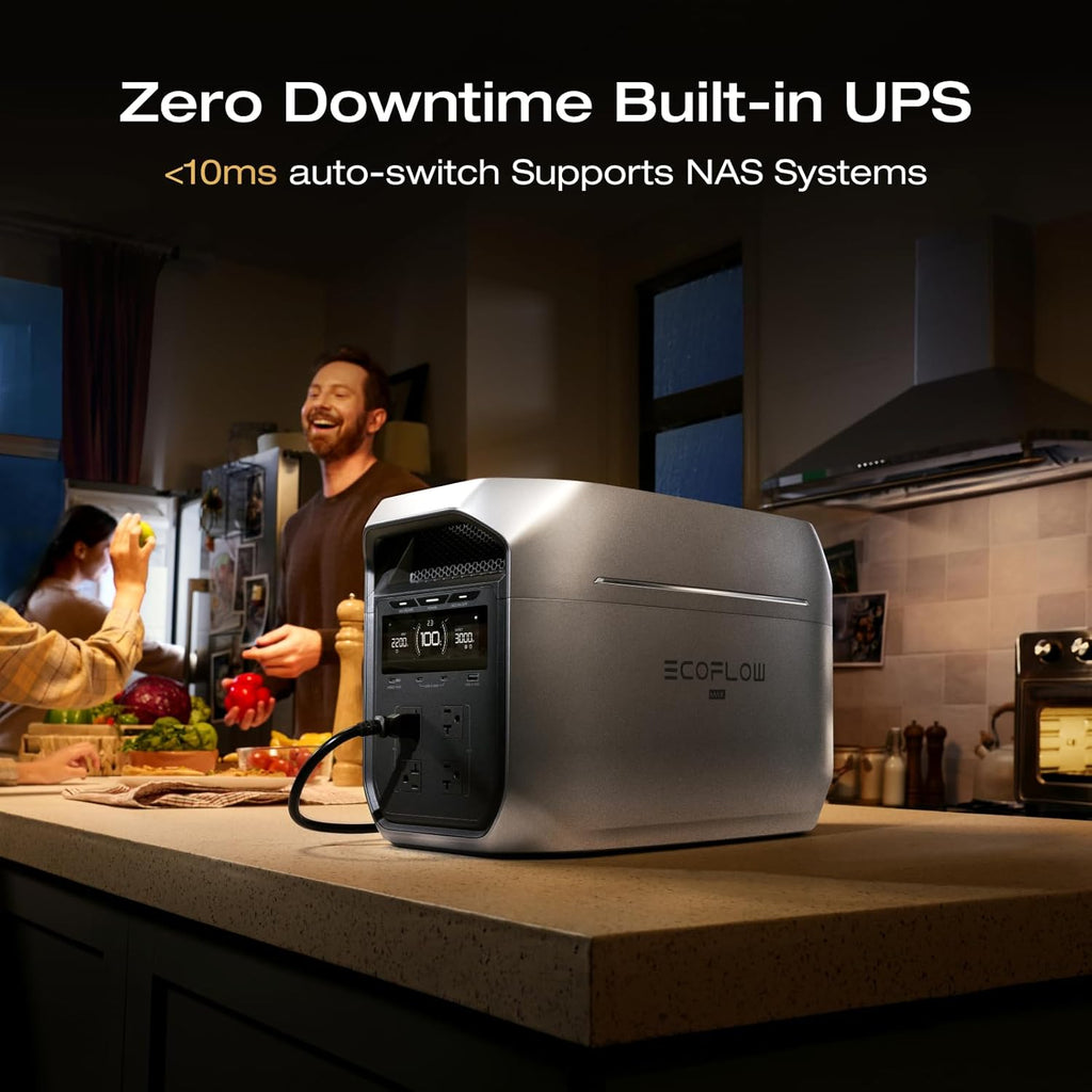 EF ECOFLOW Portable Power Station DELTA 3 MAX Plus with DELTA 3 MAX Plus Extra Battery, 2048Wh LiFePO4 Battery, 3000W Max Output, Fast 0–80% Recharge in 64mins, Reliable Home Backup & RV Camping