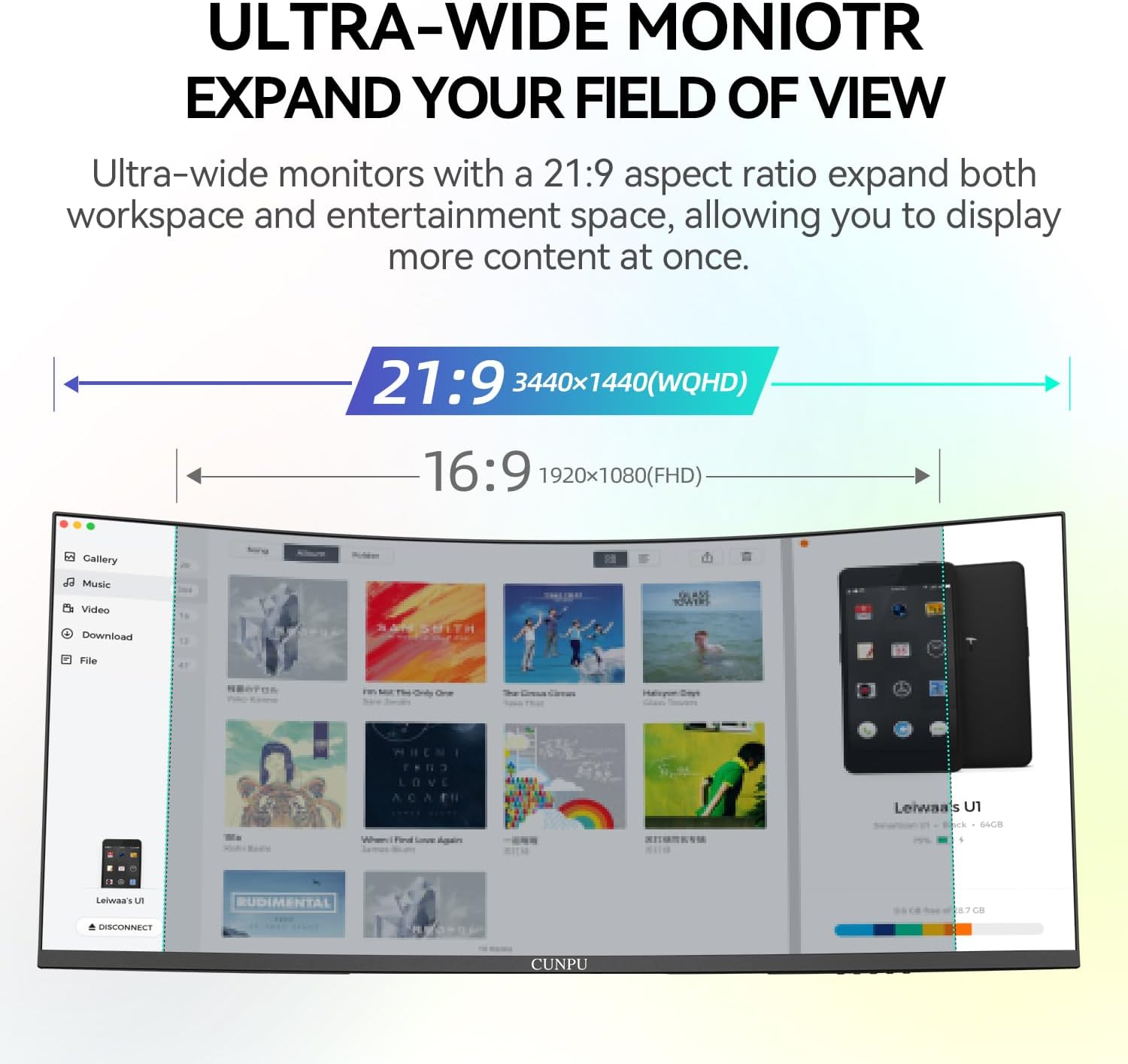 CUNPU 34 Inch Ultrawide Productivity Curved Monitor, 65W USB-C & KVM, 3440x1440 WQHD 165Hz 21:9 R1000 Display, 100% sRGB for Work and Gaming, 4000:1, Height Adjustable, PIP/PBP, HDMI, DisplayPort