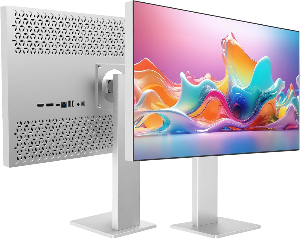 CRUA 27' 4K Monitor, UHD 3840x2160P 60Hz IPS Panel Computer Monitor with Built-in Speakers, Supports AMD FreeSync, USB Type-c, 98% DCI-P3, Height Adjustable, HDMI 2.0 & DP 1.2, Wall Mountable-Silver