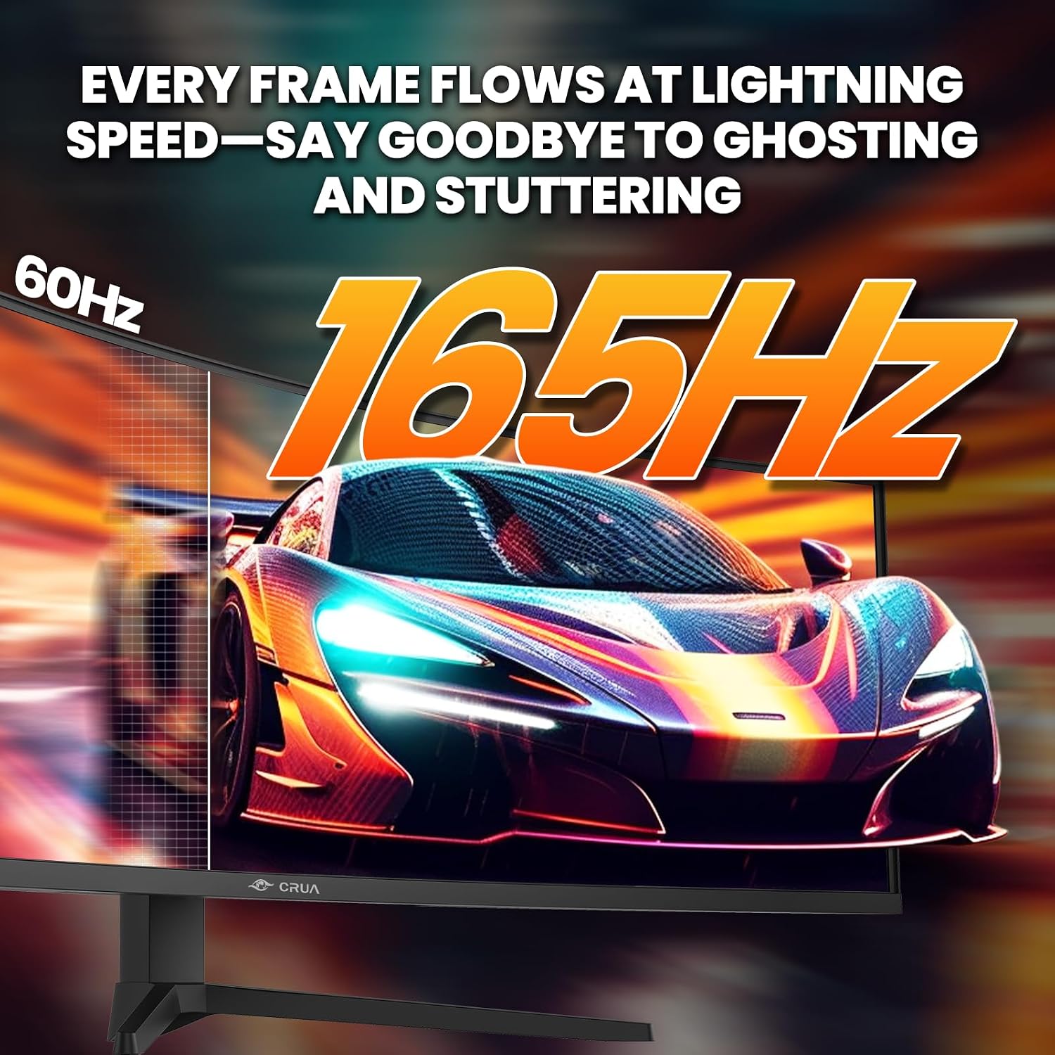 CRUA 49' Curved Gaming Monitor | DQHD(5120 * 1440), 144Hz/165Hz, 1500R, 32:9, AMD FreeSync, 120% sRGB, Height Adjustable Ultra-Wide Screen Monitors, HDMI 2.1 & DP 1.4, Wall Mount Install- Black