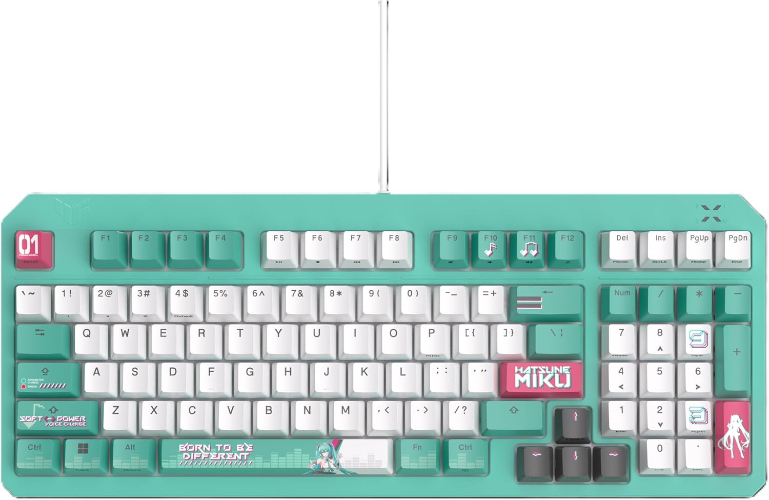 TUF Gaming x Hatsune Miku Edition/ASUS Gaming Keyboard/TUF Gaming K3 Gen II Hatsune Miku Edition / 97 Key Layout/Optical Mechanical RGB Switch/Silicone Gasket Mount/Sound Deadening Foam
