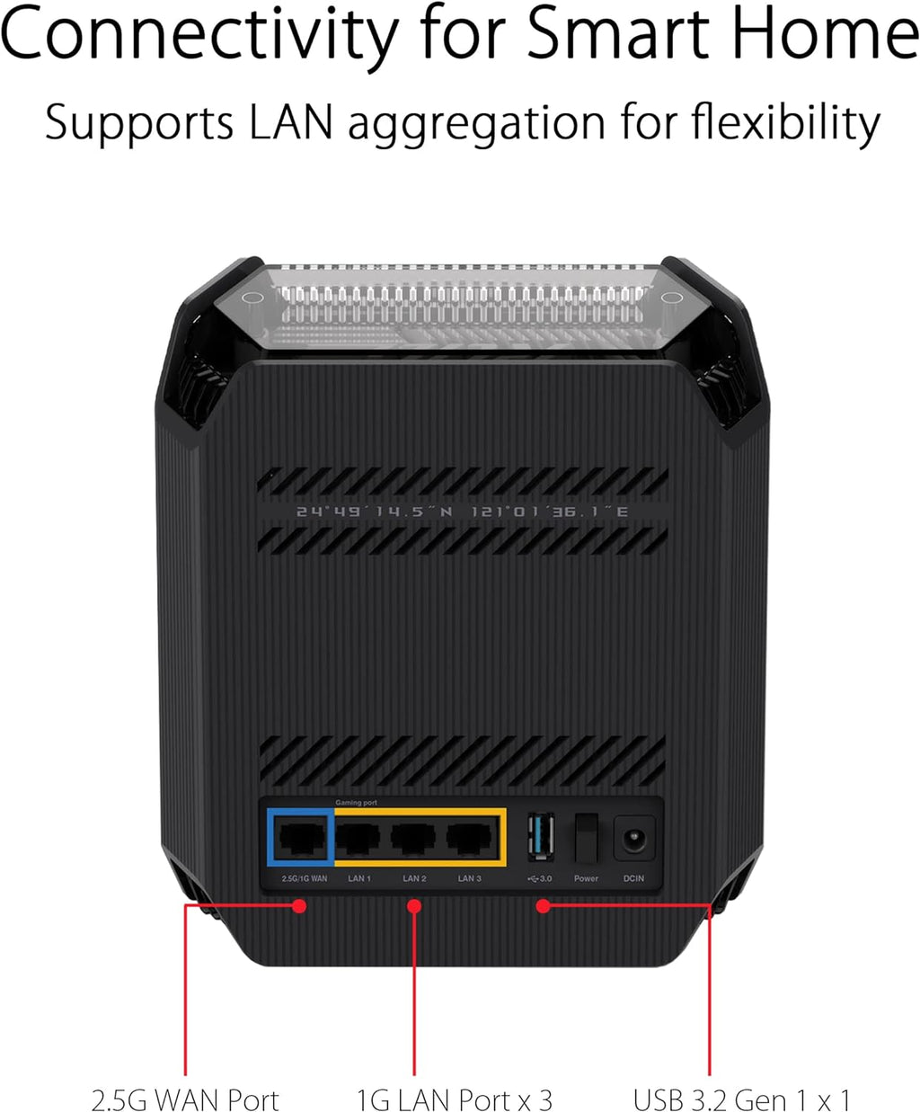 ASUS ROG Rapture GT6 (1PK) Tri-Band WiFi 6 Gaming Router, Covers up to 2,900 sq ft, 2.5 Gbps Port, Triple-Level Game Acceleration, UNII 4, Lifetime Internet Security, Black