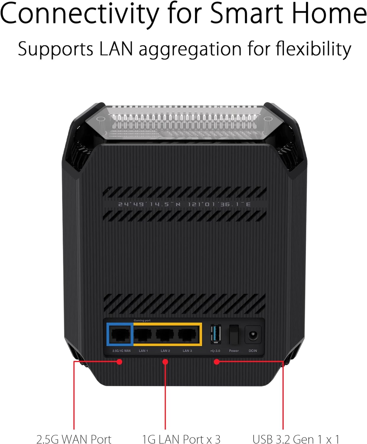 ASUS ROG Rapture GT6 (1PK) Tri-Band WiFi 6 Gaming Router, Covers up to 2,900 sq ft, 2.5 Gbps Port, Triple-Level Game Acceleration, UNII 4, Lifetime Internet Security, Black