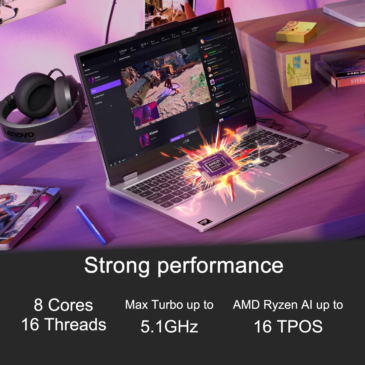 Lenovo LOQ 15 AI Gaming Laptop PC (15.6' FHD G-SYNC 144Hz, NVIDIA RTX 5060 8GB, AMD Ryzen 7 250 (> Intel Ultra 7 155H), 16GB DDR5 RAM, 512GB SSD), Backlit, 5MP Webcam, Wi-Fi 6, Ethernet, Win 11 Home
