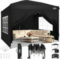 COBIZI 10x10 Pop Up Canopy Tent with 4 Removable Sidewalls, UPF 50+ Waterproof 10x10 Outdoor Portable Canopy for Commercial, Parties, Backyard, Beach with Carry Bag, Ropes, Stakes (Black, 10'x10')