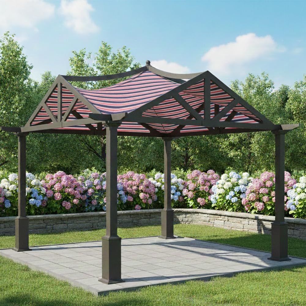 Garden Winds Durable 350 Replacement Canopy Top Compatible with Garden Treasures 10' x 10' Pergola Models GF-9A037X, GF-12S039B - Americana