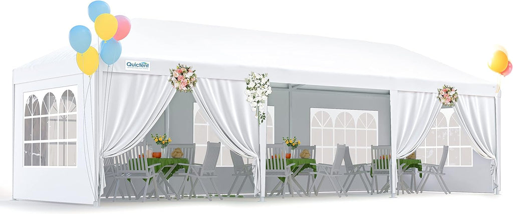 Quictent 10x30 Party Tent Gazebo Wedding Canopy Tent for Parties BBQ Shelter Pavilion with Removable Church Sidewalls & Elegant Church