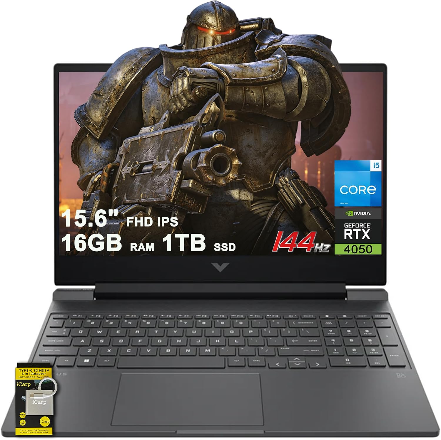 HP Victus Gaming Laptop 15.6' FHD IPS 144Hz Intel 8-core i5-13420H (>i7-12650H) 16GB DDR4 1TB SSD GeForce RTX 4050 Backlit Type-C B&O Fast Charge Win11 ICP Accessory