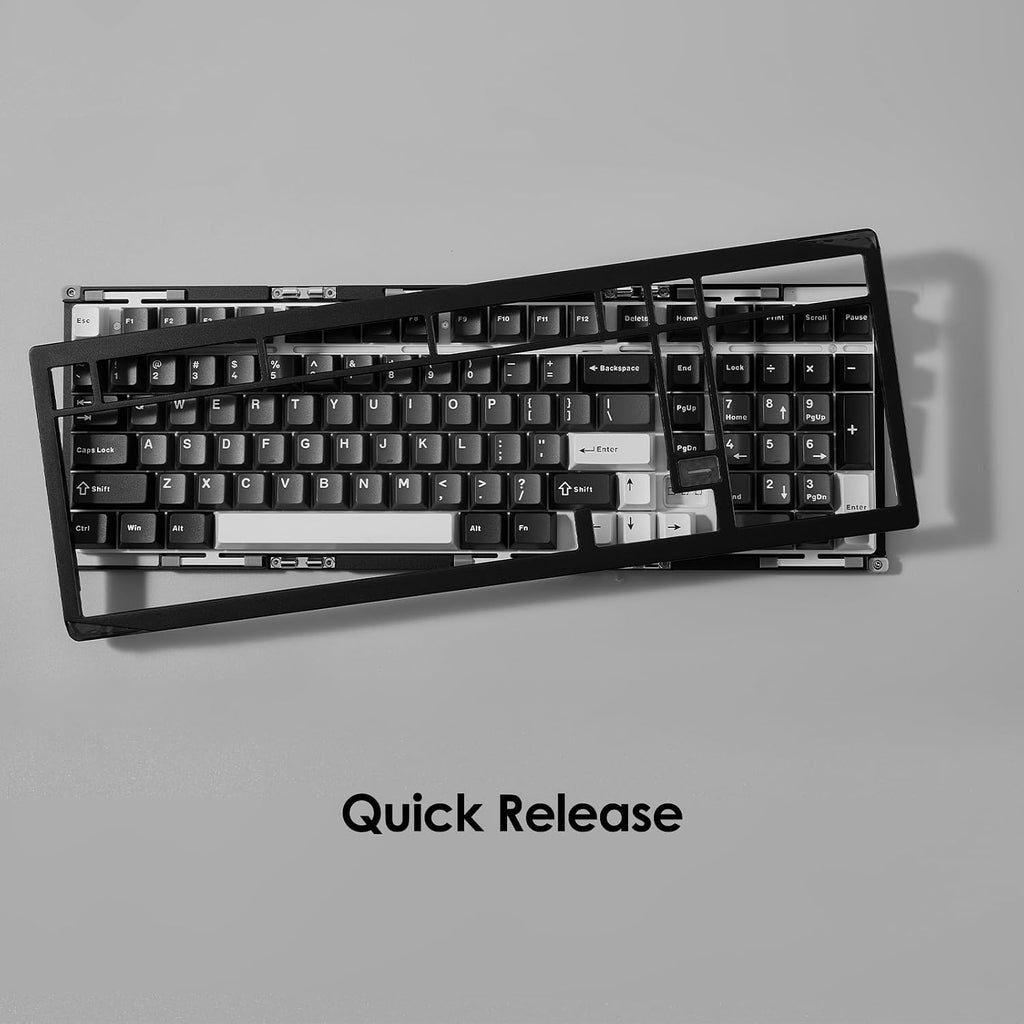 Akko Gem 02 QMK/VIA Aluminum Mechanical Keyboard Tri-Mode RGB Hot-swappable Wireless Gaming Keyboard, Black and Silver, Pre-lubed Stellar Rose Switch