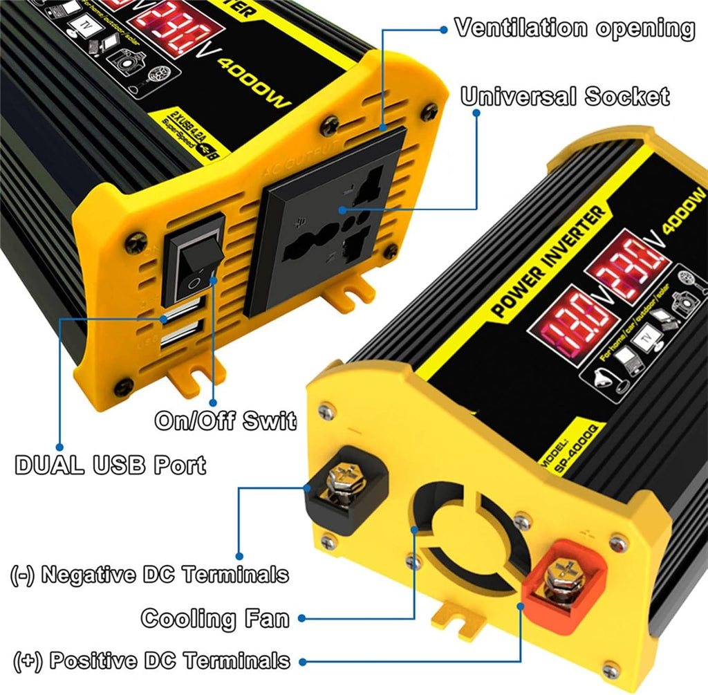 4000W 12V to 110V/220V Solar System Combination Inverter Solar Panel Kit Solar Generator Home Grid System 30A Controller + 18w12v Solar Panel (Color : Yellow, Size : 12V-220V)