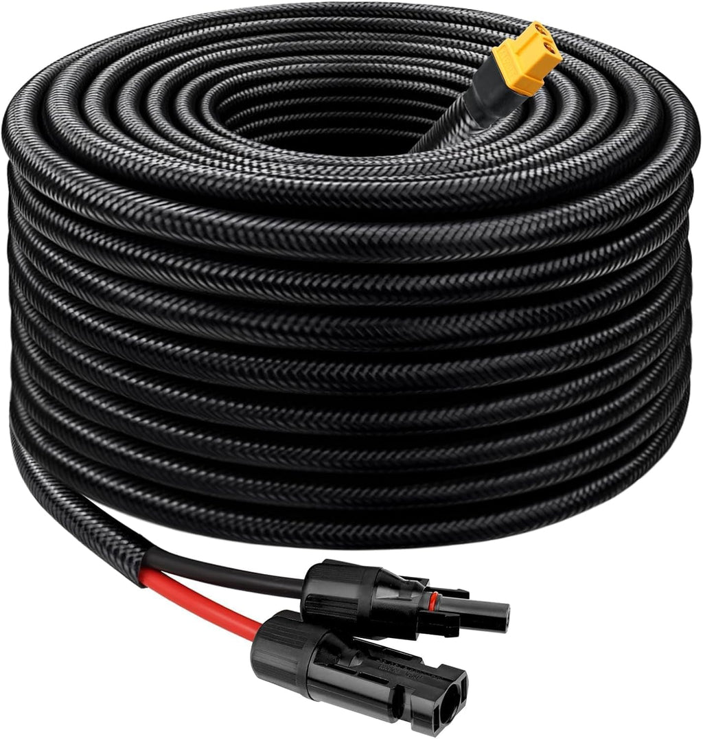 MOOKEERF Solar to XT60 Cable 10AWG 75FT Solar Connector to XT60 Adapter Cable for Solar Panel to Battery RV Portable Power Station Solar Generator - 75 Foot