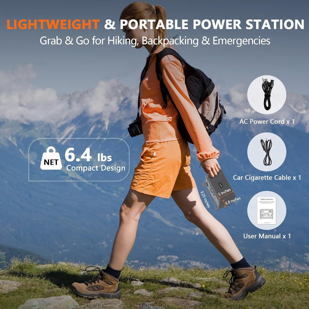 ALLWEI 300W Solar Generator with 100W Solar Panel Included, 256Wh Portable Power Station with AC Outlet USB Port, Solar Powered Battery Generator for Outdoor Camping, Home Backup, Power Outage