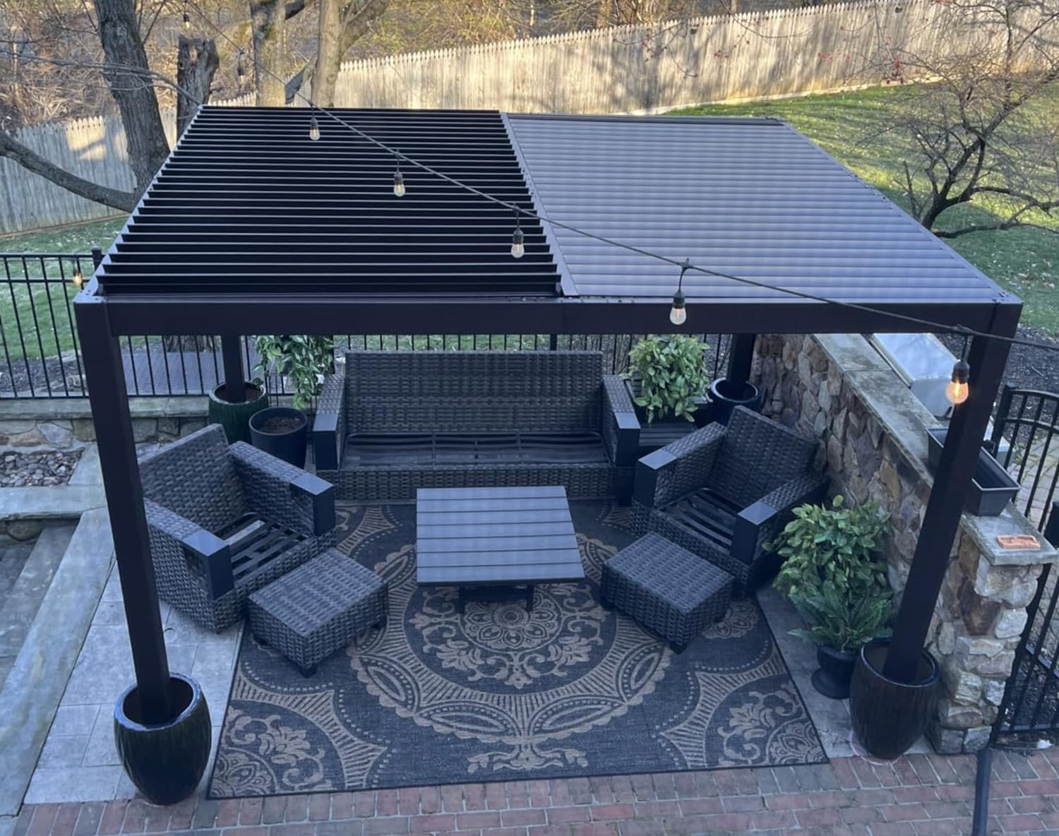 PURPLE LEAF 10' x 12' Louvered Pergola Outdoor Adjustable Louvre Shade Modern Patio Aluminum Pergola with Retractable Roof for Deck Backyard Garden Hardtop Gazebo, Bronze