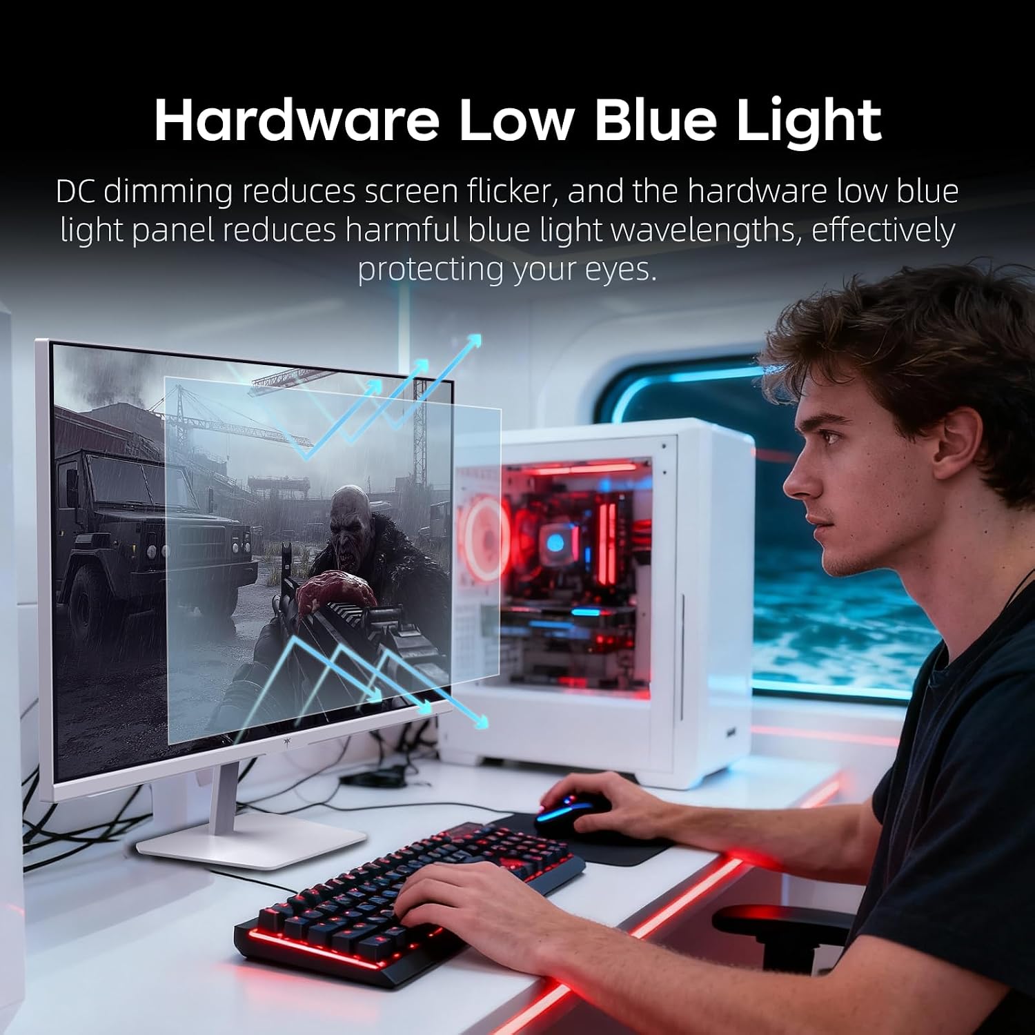 KTC 24 Inch 240Hz Gaming Monitor, FHD 1080p PC Computer Monitor with Fast IPS Panel, 1ms Adaptive Sync, HDR400, 116% sRGB, HDMI/DP/USB2.0 Port, Tilt Adjustment, VESA, Eye Care, White, H24F7