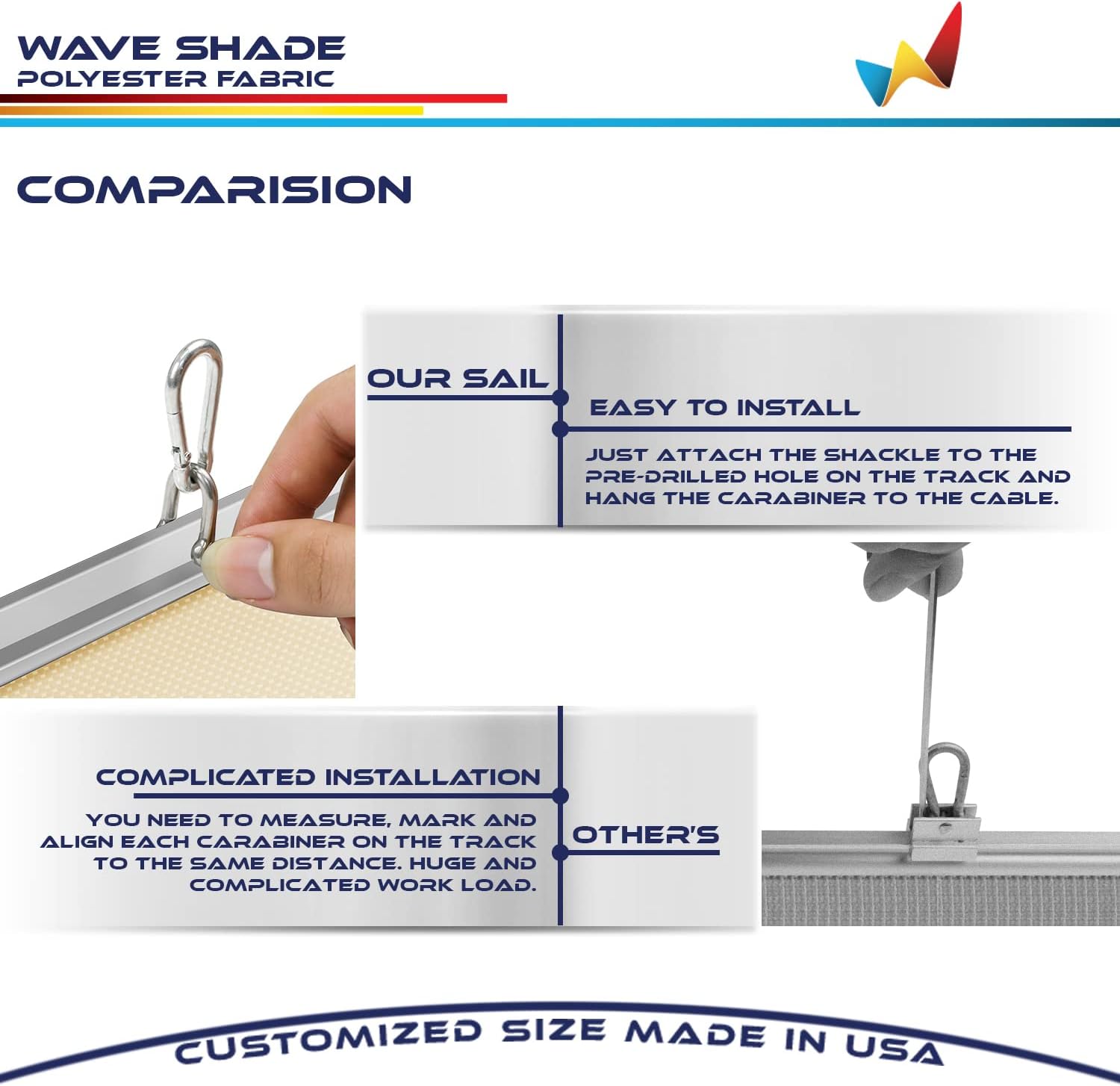 Windscreen4less 3' x 4' Waterproof Retractable Sun Shade Canopy Cover Sliding Wave Shade Sail for Pergola Patio Deck Yard Gazebo Outdoor (Beige)