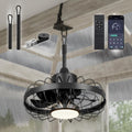 ZeboZap 16' Outdoor Ceiling Fan with Lights, IP65 WaterProof with for Patios, Canopy, Gazebo, and Pergola. Plug in Caged Fan with Remote Control, Quick Strap-On Installation | 3 Lights 6-Speeds fan