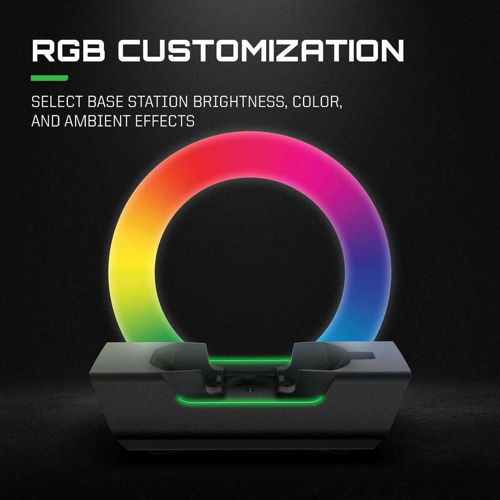 RIG R8 SPECTRE PRO HS Wireless Gaming Headset for PlayStation, PS5, PS4, PC, Mobile; Graphene Drivers, 3D Audio, Noise-Canceling Mic, Dual Wireless 2.4GHz / Bluetooth, 60-Hr Battery, RGB Charging Base