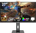 Gawfolk 27 inch IPS PC Screen, 4K Gaming Monitor 160Hz, 1ms, FreeSync, 100% sRGB, 178° Wide Viewing Angle, HDMI 2.1, DisplayPort,Height-Adjustable and Swivel,75 * 75MM Wall Mount Compatible - Black