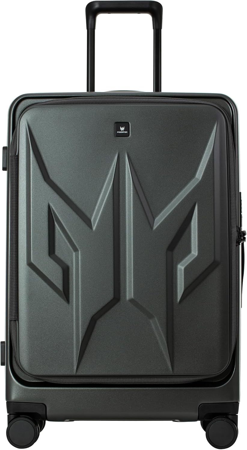 Acer Predator Street-Style Luggage 25-Inch Luggage Bag | Silent Dual-Row Wheels | Front-Opening Design | Large Storage Compartments | TSA Approved Lock | Matte Gray