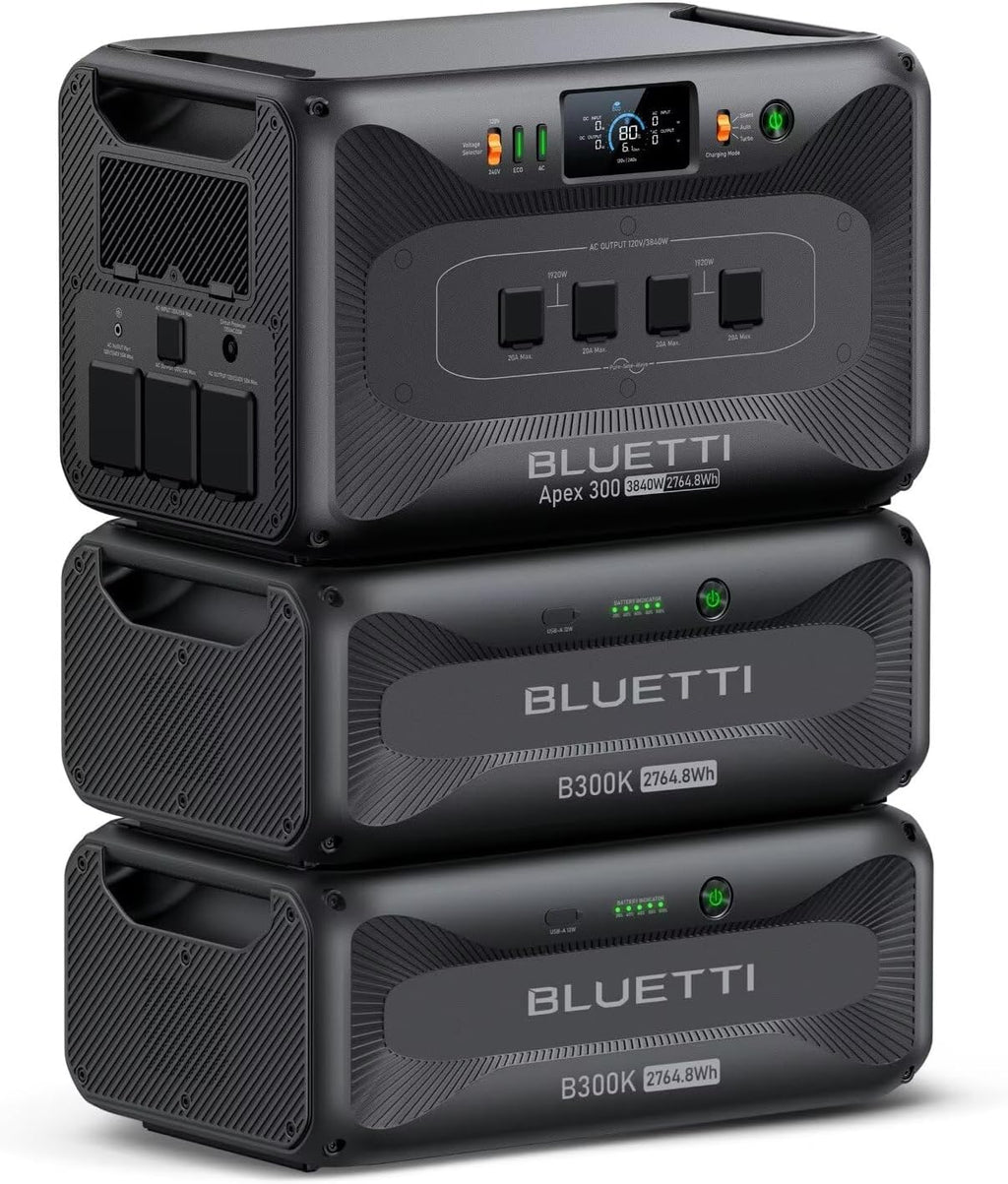 BLUETTI Apex 300 Solar Generator & 2 B300K, 8294.4Wh LFP Battery Backup with 6 3840W AC Outlets (7680W Surge), 120V/240V Dual Voltage Output, Modular Power for Home, RV and Emergencies