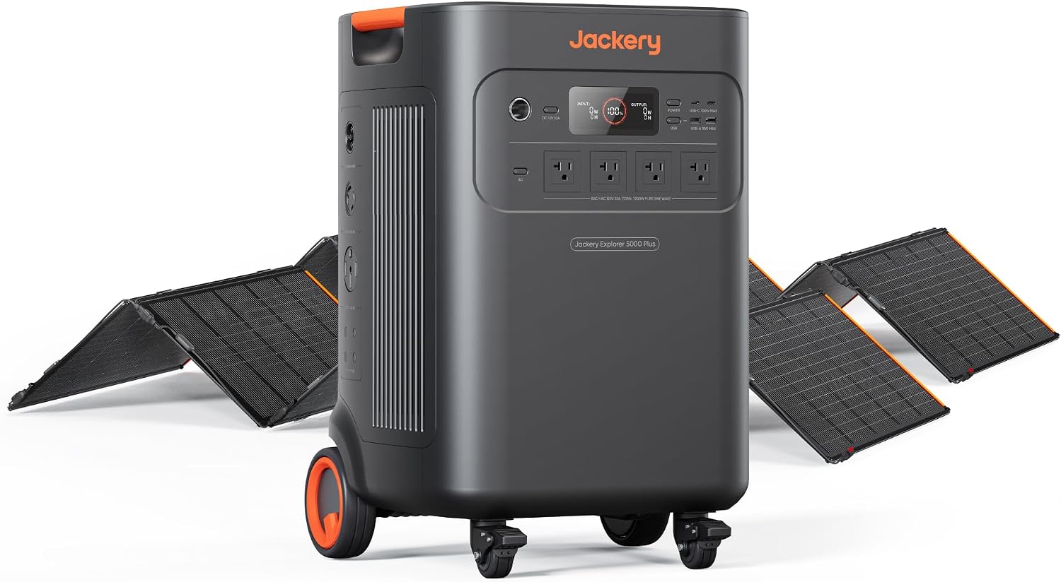Jackery Solar Generator 5000 Plus with 2x500X Solar Panels, 5040Wh LiFePO4 Battery Power Station, 120V/240V 7200W AC Output, Portable Generator for Home Battery Backup, Power Outages