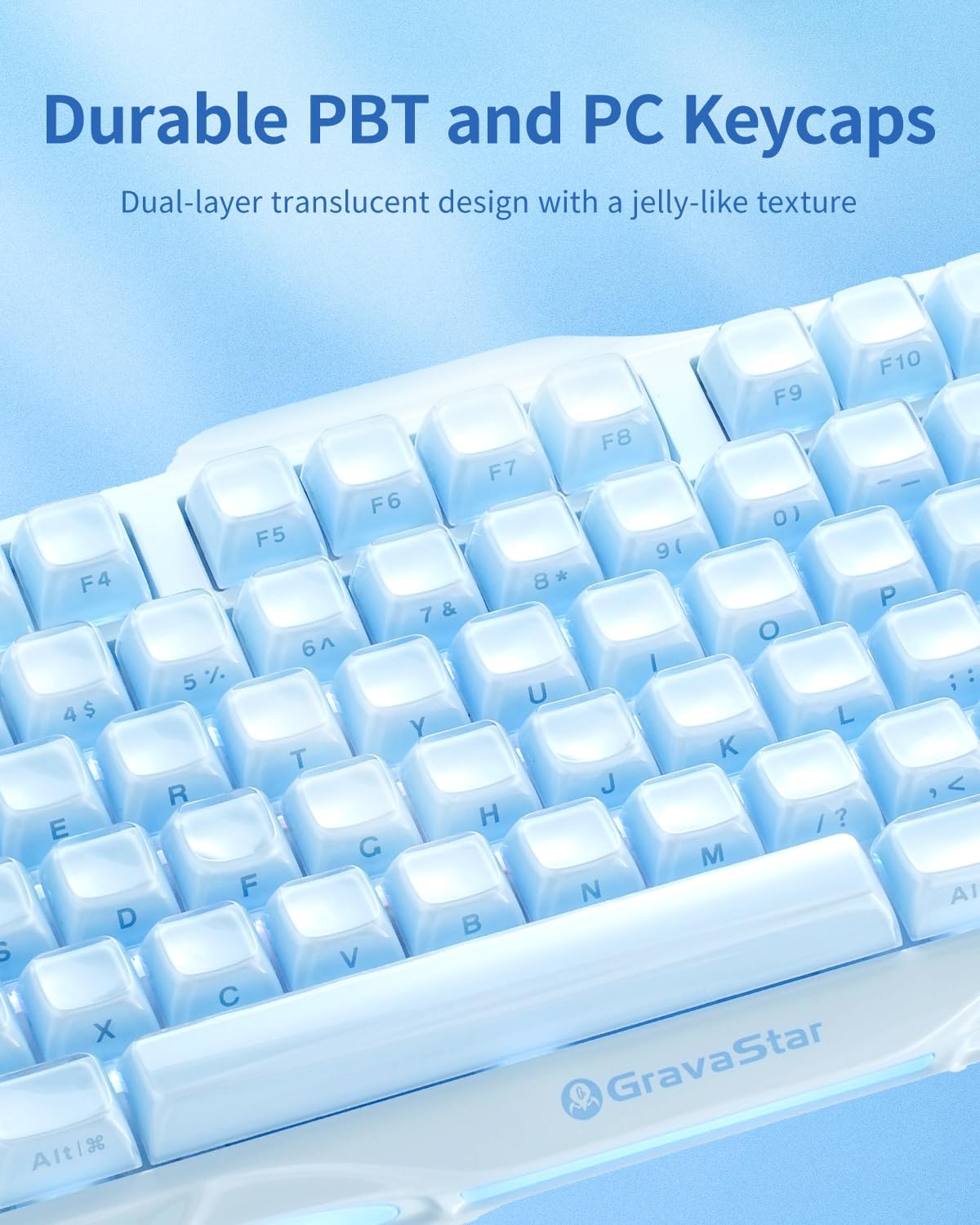 GravaStar Mercury K1 75% Blue Gaming Keyboard, Aluminum Alloy Mechanical Keyboard, Gasket Hot-Swap Socket, Linear Switches, RGB Backlit, Wireless Keyboard for Gaming, Office, and Gifts
