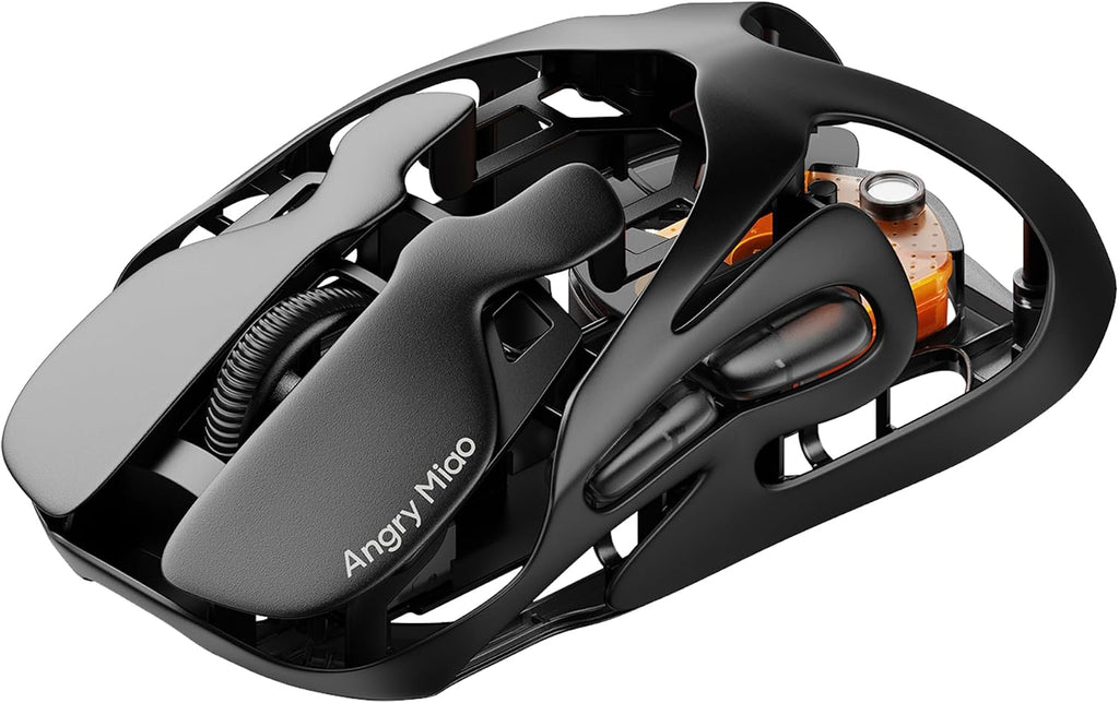 Angry miao AM Infinity Wireless Gaming Mouse, 49g Magnesium-Aluminum, PAW3950 30K DPI, 8K Polling, Anti-Double Click Optical-Micro Switches, Hot-Swap Battery, Tri-Mode RGB Programmable Mouse for FPS