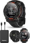 PlayBetter Garmin Instinct 3 Solar 45mm (Black) Rugged Outdoor GPS Smartwatch Bundle - Metal Bezel, Built-in Flashlight, Unlimited Battery Life Portable Charger & HD Screen Protectors