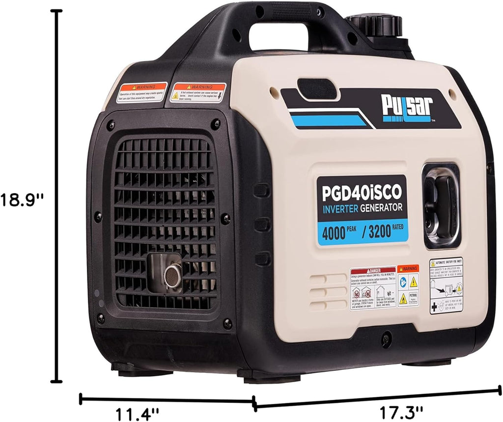 Pulsar PGD40ISCO Ultra Light Quiet 4000W Portable Gas Inverter Generator, white