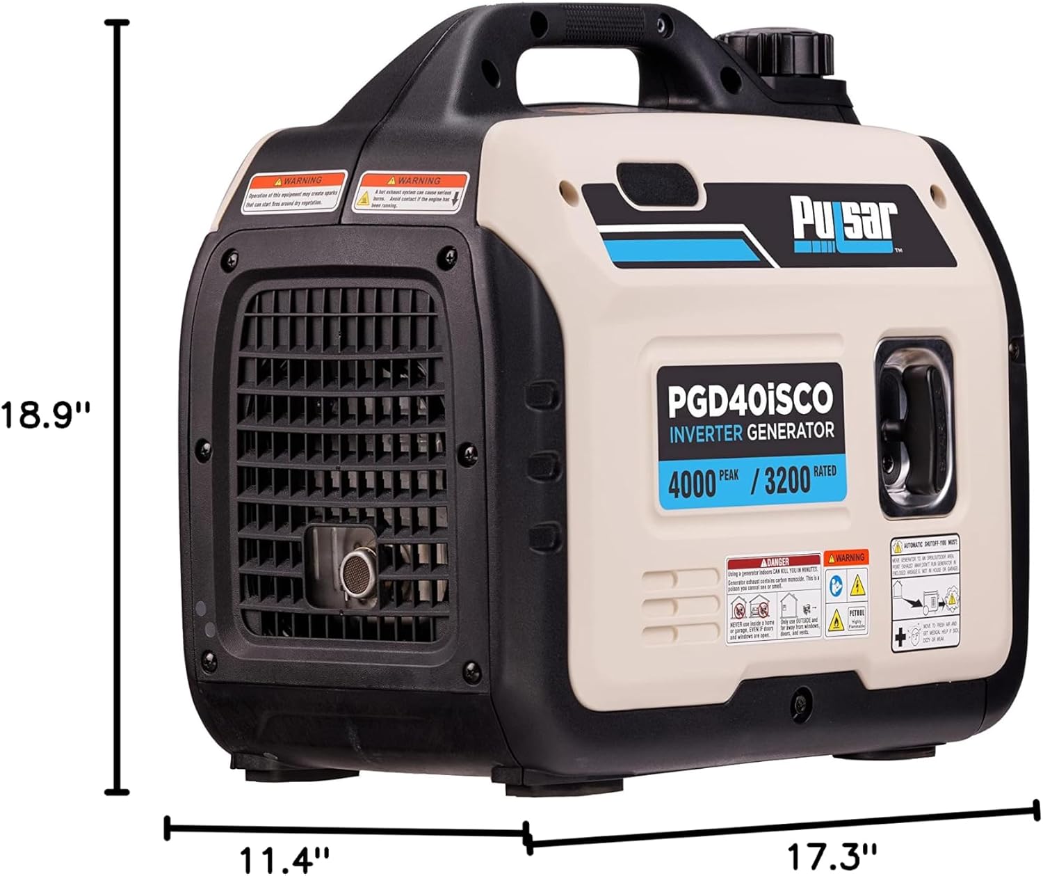 Pulsar PGD40ISCO Ultra Light Quiet 4000W Portable Gas Inverter Generator, white