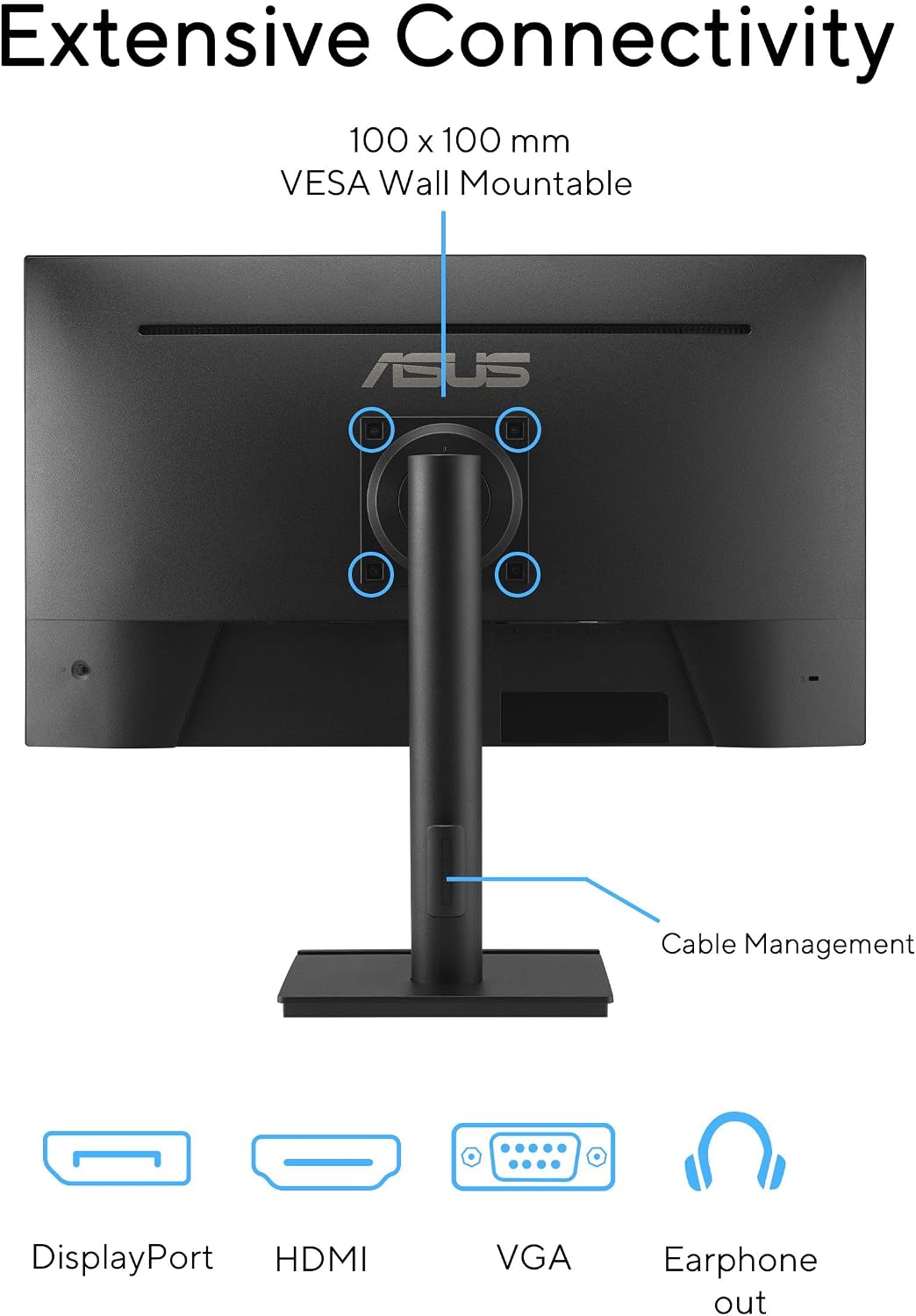 ASUS 27' 1440P Business Monitor (VA27AQSE) - IPS, QHD, 99% sRGB, Frameless, HDMI, DisplayPort, VGA, 1ms, Speakers, Low Blue Light, Flicker Free, Ergonomic Design, VESA Wall Mountable, 3 yr Warranty