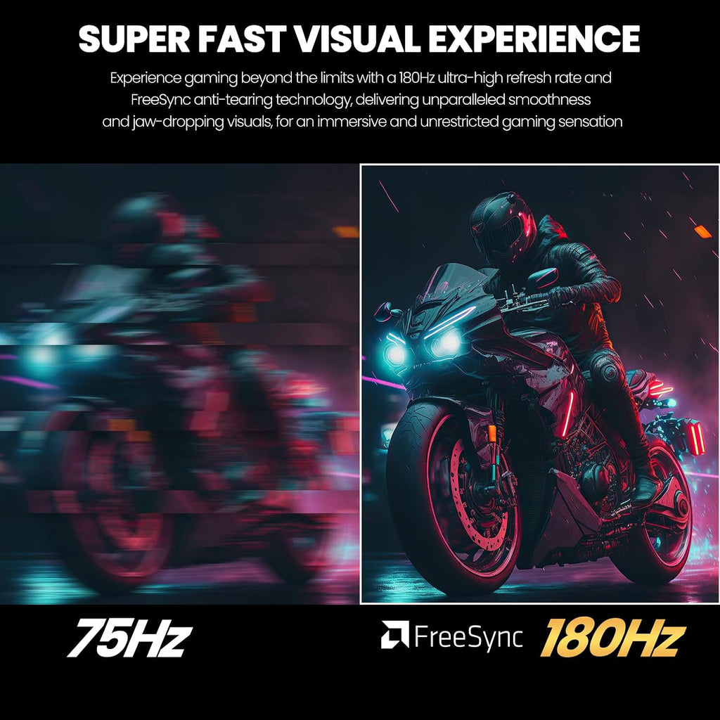 CRUA 24.5Inch Gaming Monitor 165Hz/180Hz, FHD(1920x1080P) 120% sRGB Computer Monitor, Height/Pivot/Swivel/Tilt Adjustable Vertical Monitor, Support FreeSync, DP,HDMI, Wall Mount (75mmX75mm)