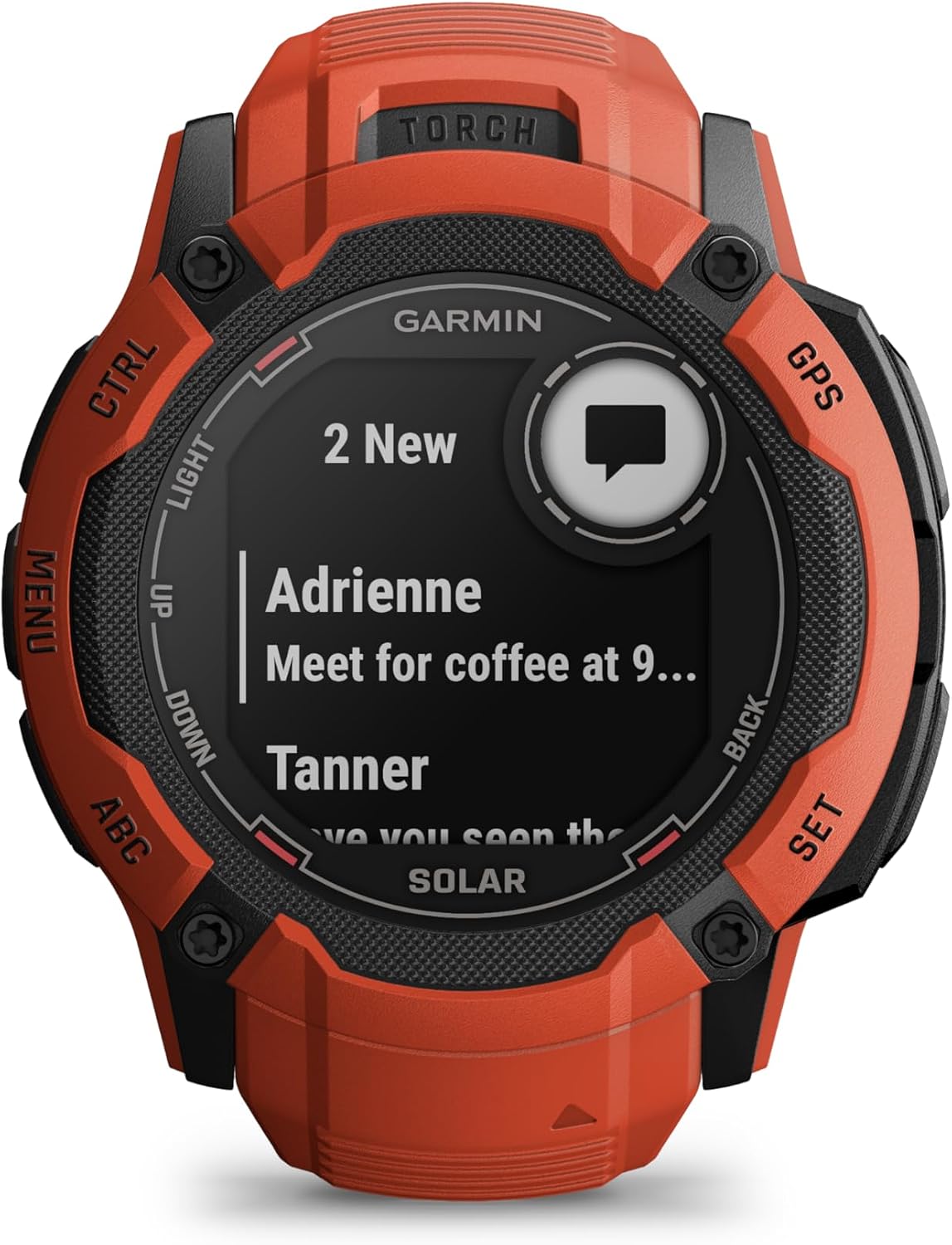 Garmin Instinct 2X Solar, Rugged GPS Smartwatch, Built-in Flashlight, Solar Charging Capability, Multi-Band GNSS, Flame Red (Renewed)