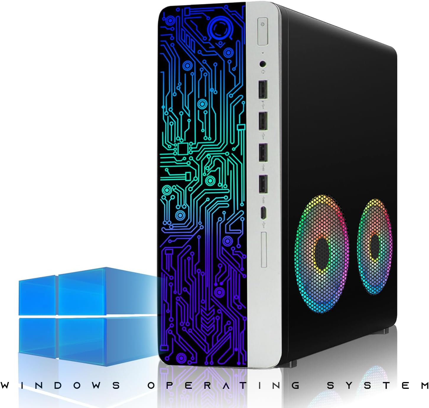 TechMagnet HP G4 Desktop RGB Computer PC Intel i7-8th Gen, 16GB DDR4 Ram 512GB SSD, Dual 24-inch Curved Monitor, RGB Speaker, Gaming Keyboard Mouse, 2X ARGB Fan WiFi, Windows 11 (Renewed)