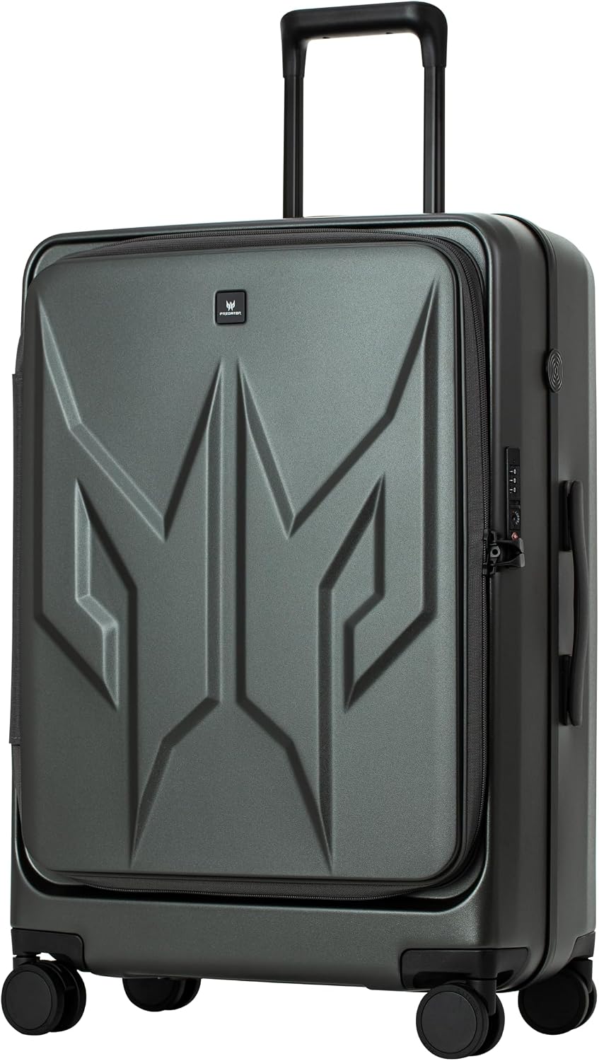 Acer Predator Street-Style Luggage 25-Inch Luggage Bag | Silent Dual-Row Wheels | Front-Opening Design | Large Storage Compartments | TSA Approved Lock | Matte Gray