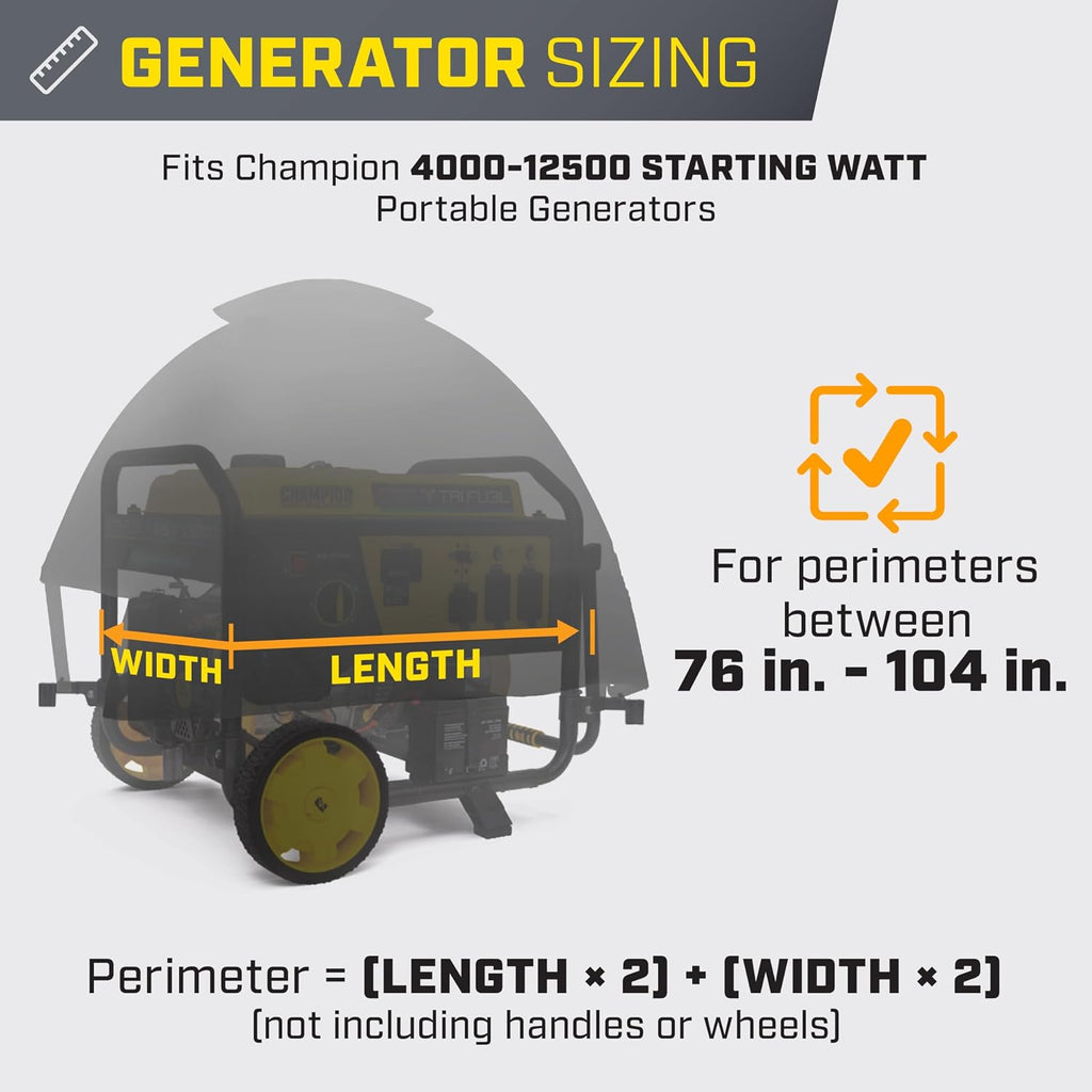 Champion Power Equipment 100376 Storm Shield Severe Weather Portable Generator Cover by GenTent for 4000 to 12,500-Starting Watt Generators