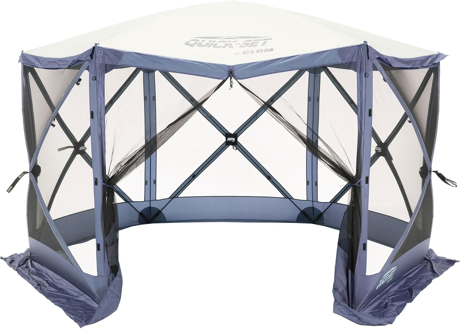 CLAM Quick-Set Pop Up Screen Tent, Escape, 11.5 ft, Instant Setup Slate Blue Outdoor Gazebo Canopy Shelter, 6-Person Bug-Free Camping Tent for Patio, Backyard, Tailgating - Slate Blue