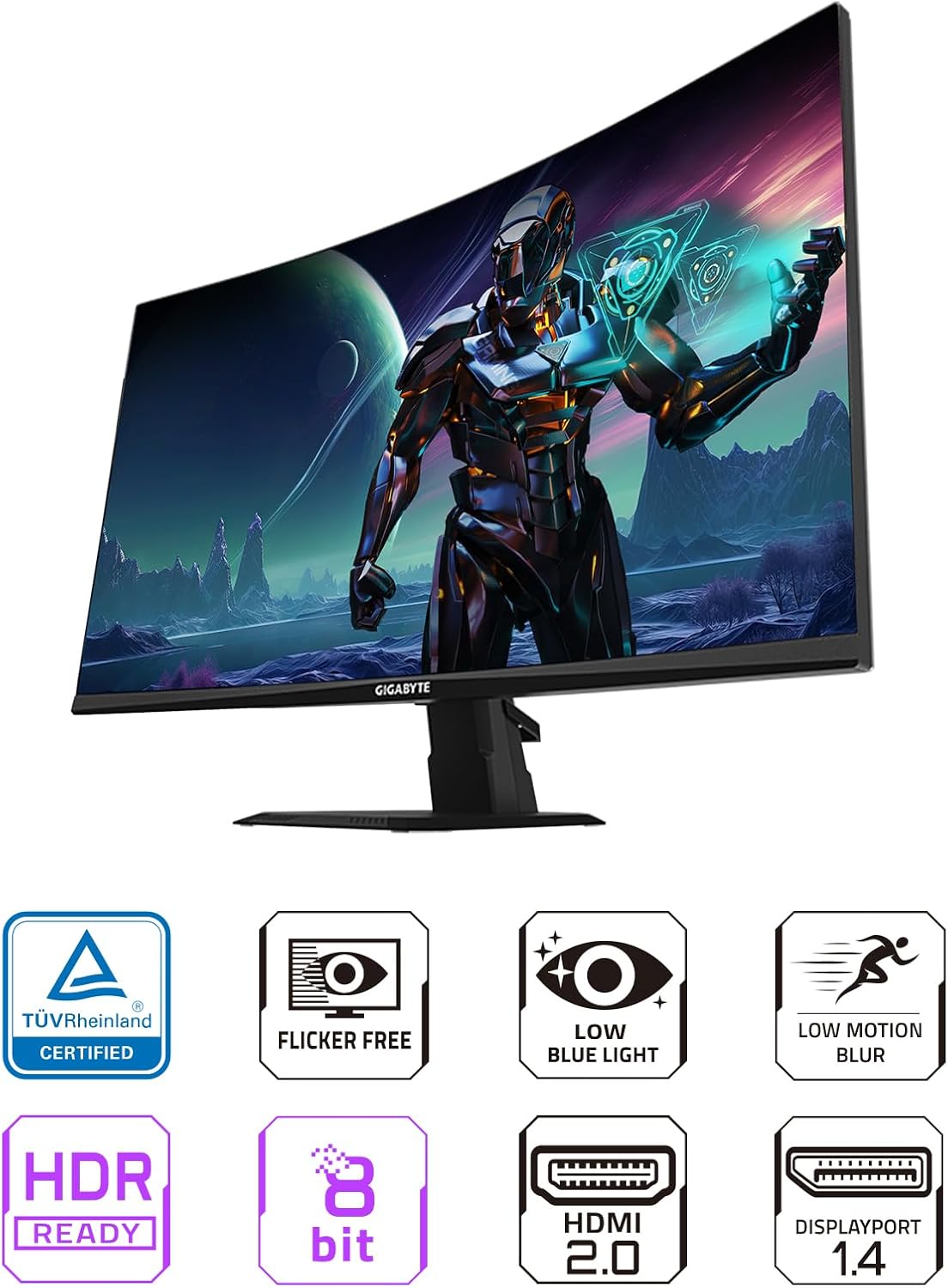 GIGABYTE GS27FC 27' 180Hz 1080P Gaming Monitor, 1920 x 1080 VA 1500R Display, 1ms (MPRT) Response Time, HDR Ready, FreeSync Premium, 1x Display Port 1.4, 2X HDMI 2.0 (GS27FC US)