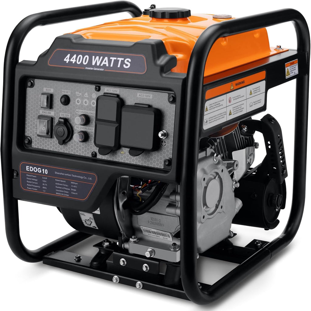 Oxseryn Power Equipment 4400 Watts Inverter Generator Gas Powered, Portable Open Frame Generator, Low Noise with ECO Mode, RV Ready, Emergency Home Backup
